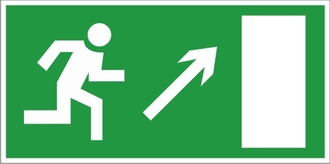 Знак «Направление к эвакуационному выходу направо вверх»
