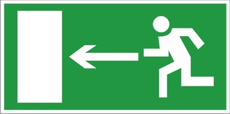 Знак «Направление к эвакуационному выходу налево»