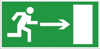Знак «Направление к эвакуационному выходу направо»